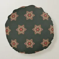 Holly Star Holiday Decorative Round Pillow Green