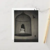 She Caged Her Hopes Surreal Dark Fantasy Art Postcard