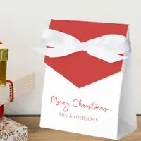 Personalized Merry Christmas Coquette Bow Trendy  Favor Boxes