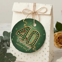 Elegant Emerald Green Gold 40th Birthday Luxury Favor Tags