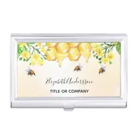 Bumble bees honey yellow florals name business card case