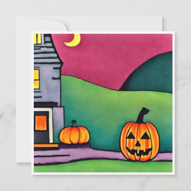 Halloween pumpkin with moonlight card