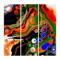 Orange, Blue, Black Digital Fluid Art  