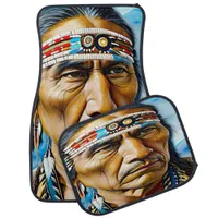 Native Indian Elder Portrayed With Deep Wisdom Car Floor Mat