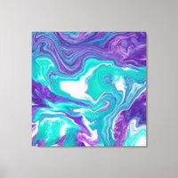 Purple and Teal Fluid Art Marble like  Canvas Prin