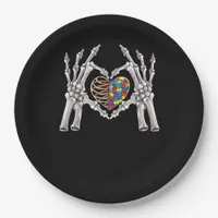 Autism Skull Hand Puzzle Piece Heart Creative Paper Plates