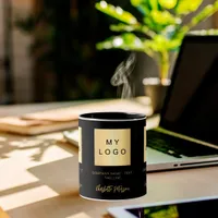 Business logo black gold name script mug