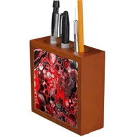 Red, Black and White Fluid Art Marble    Desk Organizer