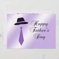 Happy Fathers Day Hat Purple Dot Tie Family Brunch Invitation