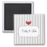 Black and White Stripes Modern Wedding Magnet