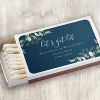 Blue Eucalyptus Let's Get Lit Wedding Matchboxes