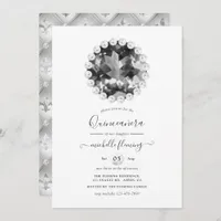 Black and White Vintage Quinceañera Invitation