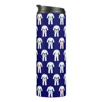 Karate Suits Pattern on Navy Blue Thermal Tumbler