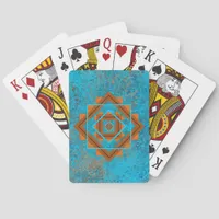 Southwest Mountain Peaks Turquoise Geometric Poker Cards