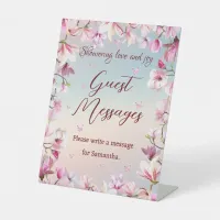 Blossoming Romance - Bridal Shower Guest Messages Pedestal Sign