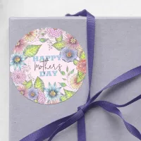 Pink Purple Blossoming Flowers Mother's Day Classic Round Sticker