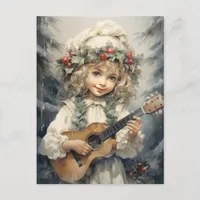 Adorable Girl with a Guitar  Holiday Postcard