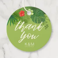 Watercolor Tropical Thank You Green ID577 Favor Tags