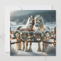 Festive Horses and Christmas Lights Personalized Card