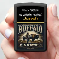 Buffalo Farmer Stands Proud in Golden Fields Zippo Lighter