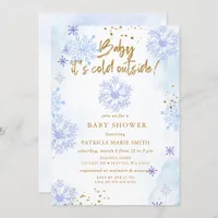 Blue Baby its Cold Outside Winter Baby Shower Invitation