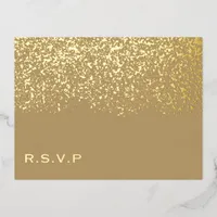 Coffee Brown and Gold Foil Wedding RSVP Foil Holiday Postcard