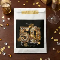 Elegant 50th Birthday Black Gold Gems Sparkle Favor Bag