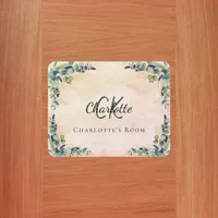 Eucalyptus greenery rose gold monogram name door sign