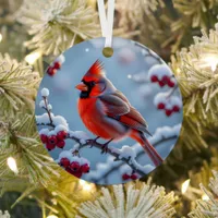 A Pretty Cardinal | Personalized Christmas Metal Ornament