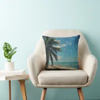 Caribbean Blue Digital Photo Art Throw Pillow