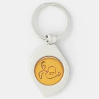 Keychain - Leaf Outline and Initial in Orange