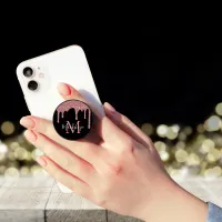 Black Rose Gold Glitter Drips Sparkle Monogram PopSocket