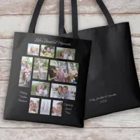 Sentimental 3 Quotes 11 Photo Collage Black Tote Bag