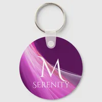 Girly feminine pink purple chiffon violet monogram keychain