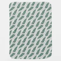 Green Leaves Botanical Watercolor Pattern  Baby Blanket