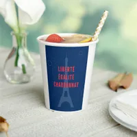 Liberté Égalité Chardonnay Funny Eiffel Tower Wine Paper Cups