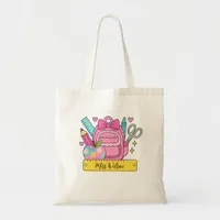 Modern watercolor rainbow teacher  tote bag