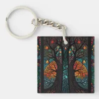 Tree of life mosaic stained glass effect keychain