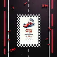 Two Fast Race Car 2nd Birthday Party Invitation