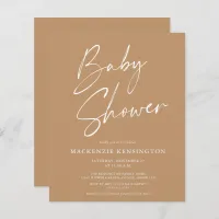 Budget Earth Tone Minimalist Script Baby Shower