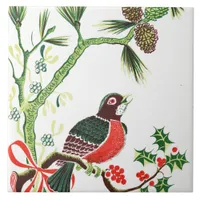 Vintage Christmas Robin Ceramic Tile