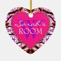 Tribal Pink Door Name Heart Ornament