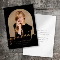 Elegant Gold Calligraphy Photo Arch Graduation Announcement