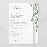 Elegant Birch Tree Aspen Greenery Wedding Menu