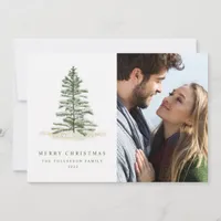 Simple Modern Christmas Evergreen Photo Card