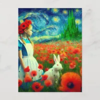 Alice and the Rabbit Enter Oz Fantasy Postcard