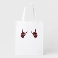 Skeleton Hand Heart Roll Red Classic Look Grocery Bag