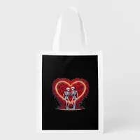 Skeleton Couple Holding Hands Inside A Heart Of Ro Grocery Bag