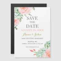 Watercolor Succulent Blush Floral Elegant Wedding Magnetic Invitation