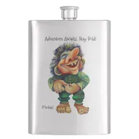 Adventure Awaits Stay Bold Troll Watercolor Flask